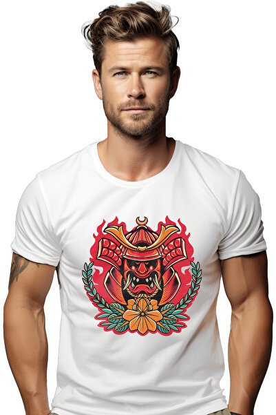 StoryGift Romania Tricou Barbati Cu Masca Oni, Monstru, Japonia, Floare, Samu...