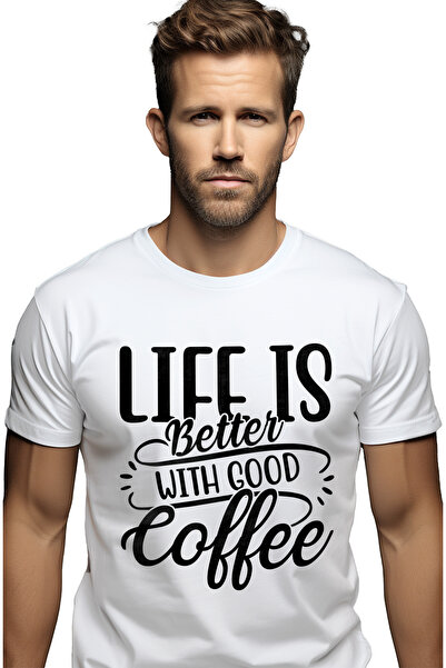 StoryGift Romania Tricou Barbati Cu Mesajul "viata E Mai Tare Cu O Cafea Buna...