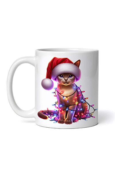 OEM Εξατομικευμένη λευκή κούπα, Χριστουγεννιάτικη γάτα Σιγκαπούρης, INOVATIX®...