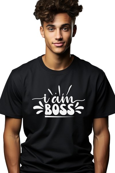 StoryGift Romania Мъжка тениска с надпис на английски "I Am Boss" - I Am Boss...
