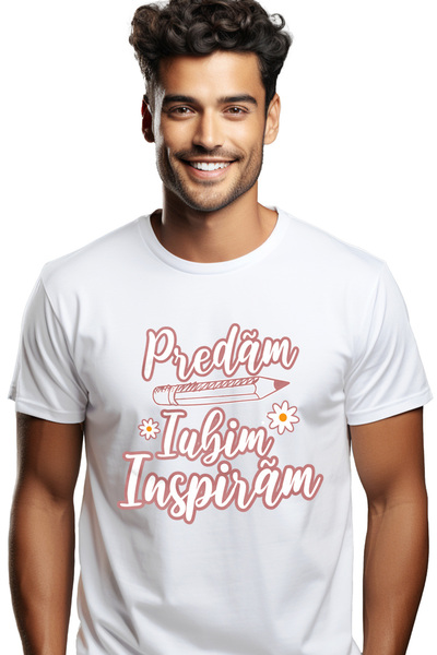 StoryGift Romania Tricou Barbati Predam, Iubim, Inspiram Profesor Educatie Cu...