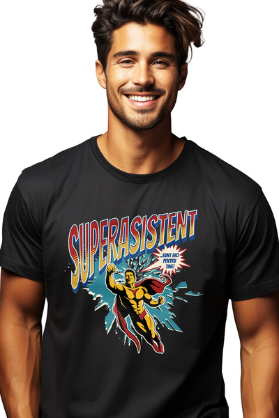 StoryGift Romania Tricou Barbati Super Asistent Supererou Sunt Aici Pentru Ti...