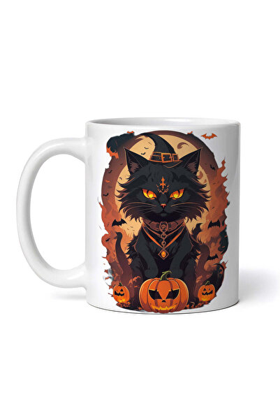 OEM Cană albă personalizată, Pisică cu puteri magice de Halloween, INOVATIX®....