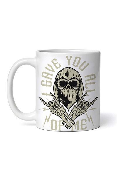 OEM Cană albă personalizată, Ți-am dat totul din mine, craniu cu mască, INOVATIX®. 330ml