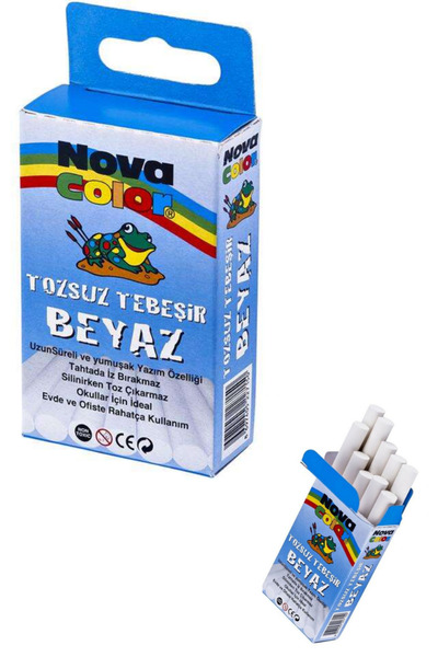 Glanart nova color tozsuz beyaz tepeşir 10 lu 1 paket.