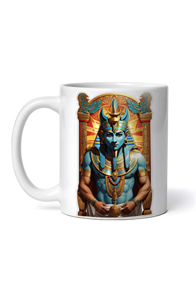 OEM Cană albă personalizată, Zeul Egiptean Bes, INOVATIX®. 330ml