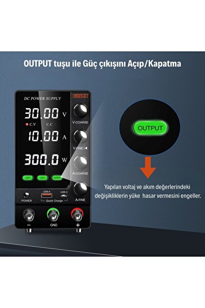 SMARTGIFT 0-30v/10a Ayarlanabilir Dc Güç Kaynağı Voltaj Regülatörü SÜPER Model SİYAH