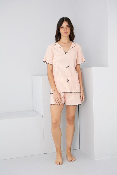 Siyah İnci Salmon Seasonal Slim Bow Shorts Suit7880