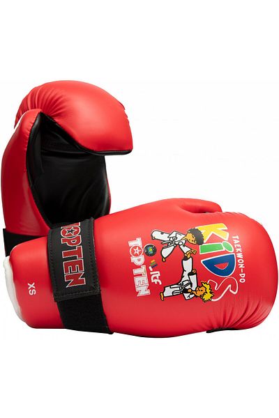 Top Ten Taekwon-do gloves, "ITF KIDS" approved by ITF, Top Ten, Red, XS