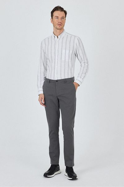 İmza Smoked Patterned Dobby Side Pocket Straight Leg Comfort Fit Cotton Casual Chino Trousers 1003250122