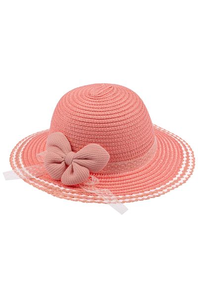 Kitti Baby Girl Children's Bow Detailed Straw Hat (2-6 Years)
