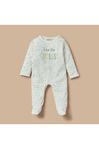 Juniors Printed Closed Feet Sleepsuit with Button Closure and Long Sleeves