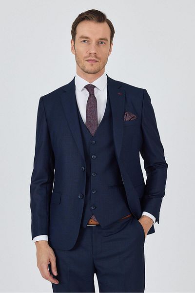 İmza Plain Filafil Mono Collar Full Lining Vest 6 Drop Slim Fit Suit 1001250171