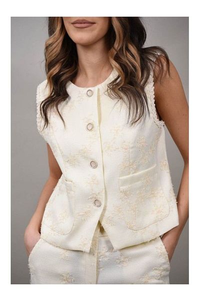 Caspiche FORMAL BUTTONED CAPRI VEST S Ivory