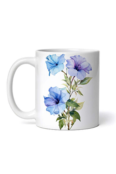 OEM Cană albă personalizată, petunii albastre mov, INOVATIX®. 330ml