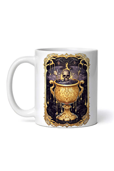 OEM Cană albă personalizată, Halloween Tarot Pocalul de Foc, INOVATIX®. 330ml