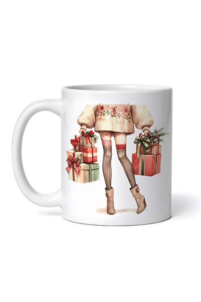 OEM Cană albă personalizată, Picioare de femeie sexy cu cadouri de Crăciun Em...