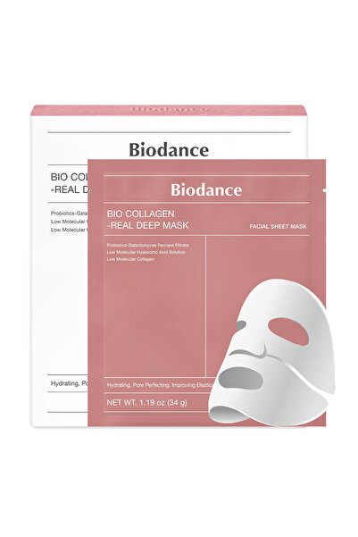 Biodance Bio-Collagen Real Deep, Şeffaflaşan, Nemlendiren, Gözenek Küçülten, Kore Yüz Maskesi (4ad)