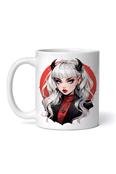 OEM Cană albă personalizată, cercei cu inimă și diavol platinat de Halloween,...