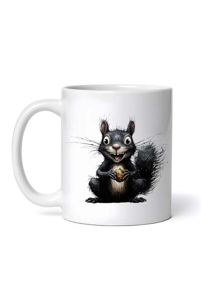 OEM Cană albă personalizată, Veveriță Neagră de Halloween, INOVATIX®. 330ml