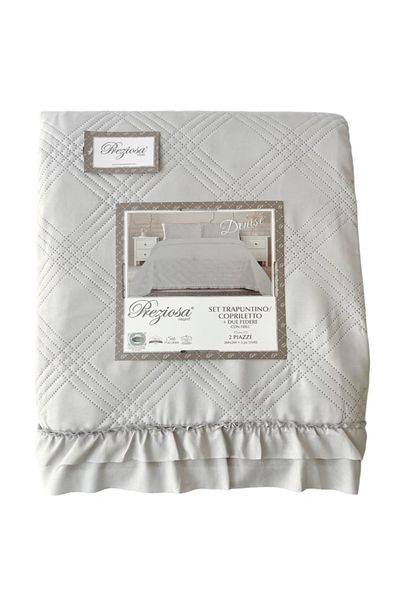 Preziosa Duvet cover and 2 gray pillowcases set, 260x260 cm + 2 pillowcases 52x82 cm, Denise Preziosa Home