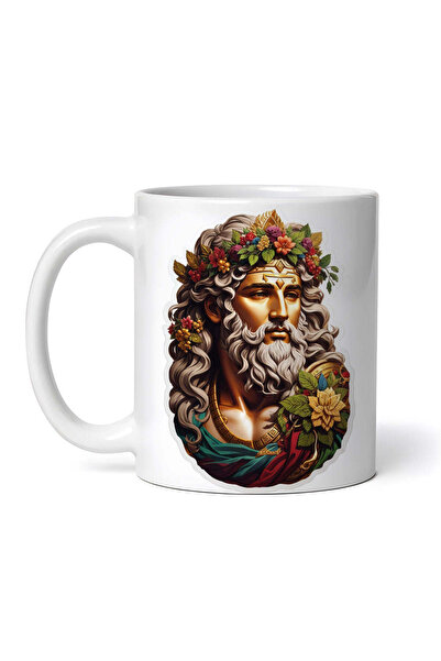 OEM Εξατομικευμένη λευκή κούπα, ο Έλληνας Θεός Διόνυσος με στέμμα λουλουδιού,...