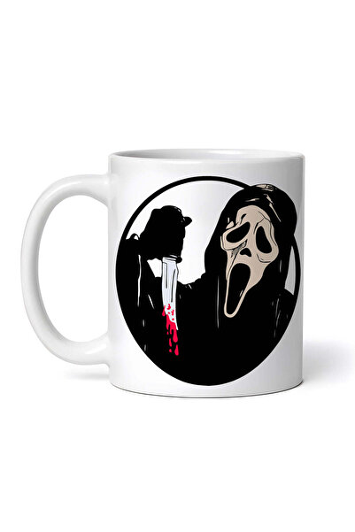 OEM Cană albă personalizată, Față fantomă film horror, INOVATIX®. 330 ml