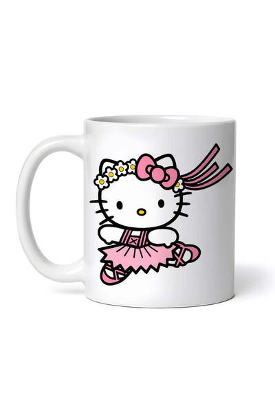 OEM Εξατομικευμένη λευκή κούπα, μπαλαρίνα Hello Kitty, INOVATIX®. 330 ml