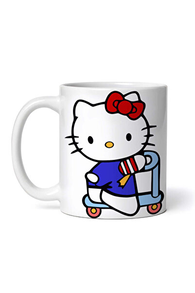 OEM Cană albă personalizată, Hello Kitty pe trotinetă, INOVATIX®. 330ml