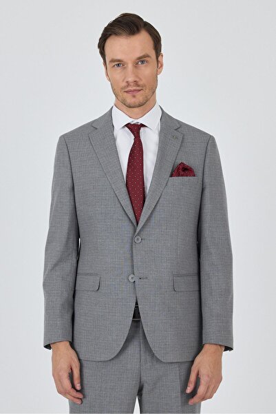 İmza Gray Mono Collar Flexible 6 Drop Comfort Fit Classic Suit 1001250104