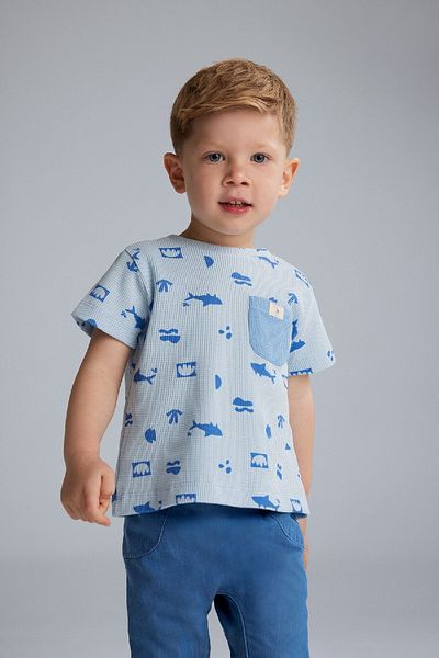 DeFacto Baby Boy 2 Piece Set Printed Short Sleeve T-Shirt Jean Pants E7937A525Sm
