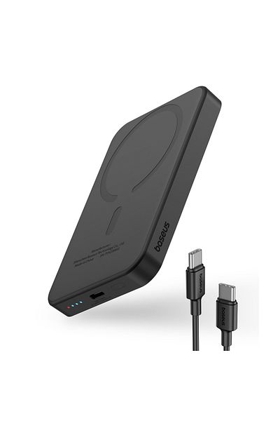 Baseus External Battery, Baseus, Magnetic, Fast Charging, USB-C, 5000mAh, 20W, Magnetic Mini, Black