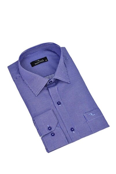 rasstmen Чоловіча смугаста класична сорочка з довгими рукавами та однією кишенею BGL-ST04553