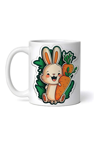 OEM Cană albă personalizată, Iepuraș cu morcov, INOVATIX®. 330ml