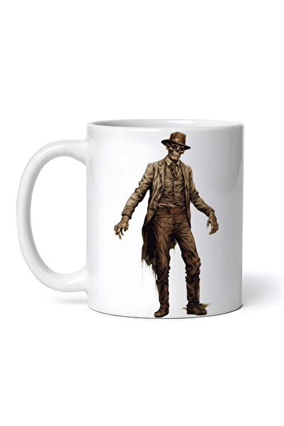 OEM Cană albă personalizată, schelet costumat de Halloween, INOVATIX®. 330ml