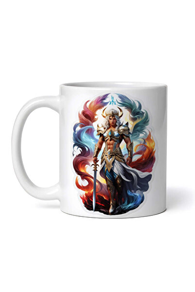 OEM Εξατομικευμένη λευκή κούπα, Έλληνας Θεός Αιών με σπαθί, INOVATIX®. 330ml