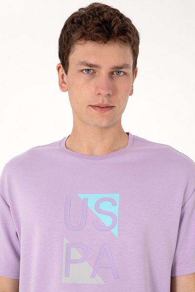 U.S. Polo Assn. Men's Comfort Fit Lilac Crew Neck Cream T-Shirt 50299882-Vr034