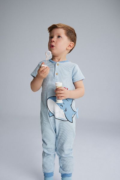 DeFacto Baby Boy Newborn Sea Printed Waffle Jumpsuit E7939A525Sm