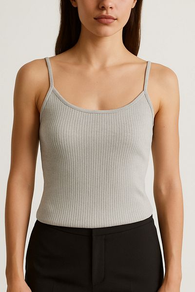 HNX Gray Cotton Thin Strap Ribbed Women's Athlete