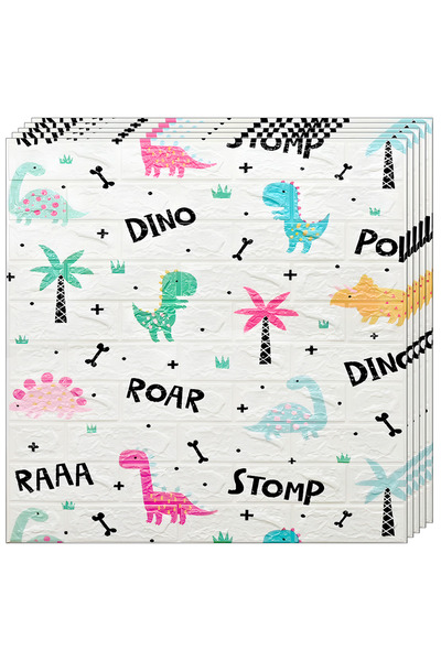 Teno Set 40x Tapet Caramida 3D Teno®, Model Dinozauri, 70x75 cm, alb