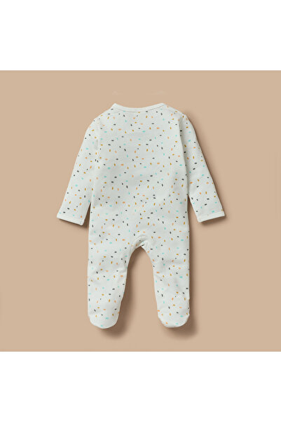 Juniors Printed Closed Feet Sleepsuit with Button Closure and Long Sleeves