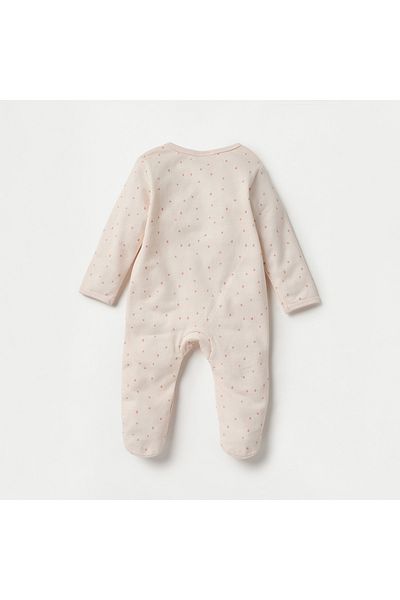 Juniors All-Over Heart Print Closed Feet Sleepsuit with Long Sleeves