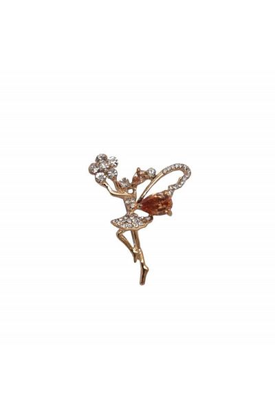 PUFO Broșă elegantă pentru femei în formă de balerină, Glow ballerina, aurie