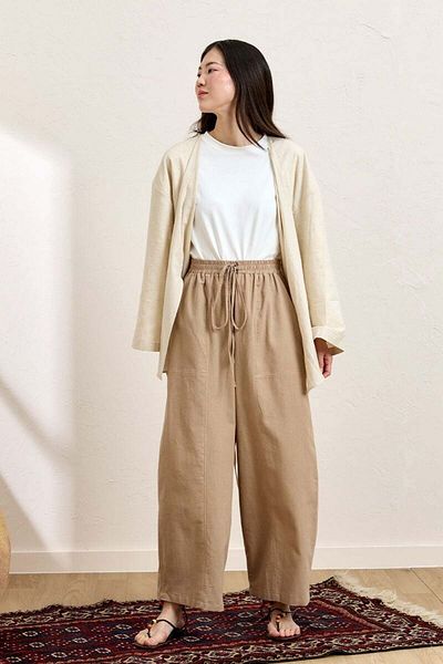 Ceylan Otantik Βιολογικό λινό παντελόνι Shalwar Caramel