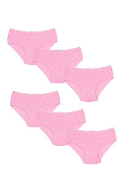 Ceylanoğlu Girl's Pink Colored 6 Pack Lycra Panties