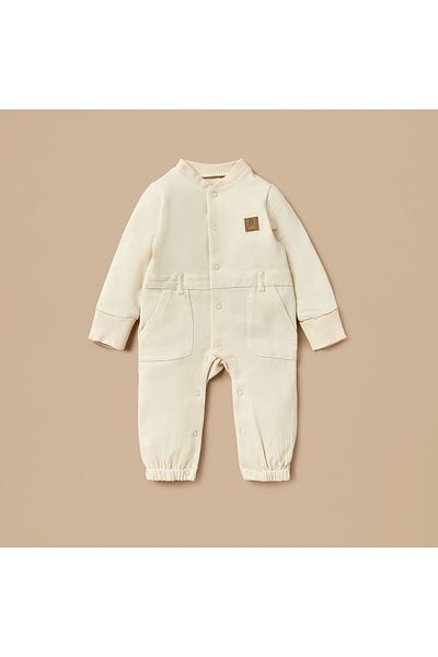Juniors Solid Sleepsuit with Long Sleeves and Button Closure