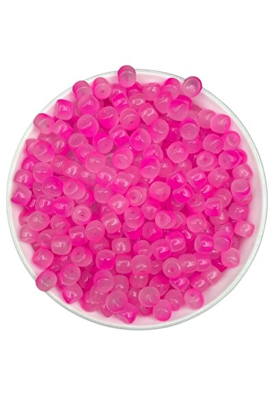 Hedef Bijuteri 50Gr Glass Cylinder 9X6Mm Marbled Fuchsia Beads Jewelry, Hobby...