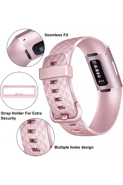 AK Replacement strap for Fitbit Charge 3 AK, TPU, rose gold, 140 mm - 180 mm