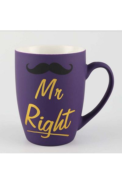 PUFO Mr Right matte ceramic mug, for coffee or tea, 360 ml, purple