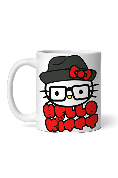 OEM Cană albă personalizată, Hello Kitty cu pălărie și ochelari, INOVATIX®. 3...